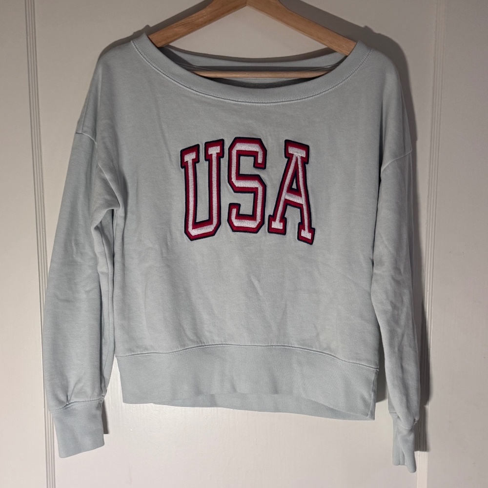 Abercrombie Kids Girls Blue USA Sweatshirt Size 13-14